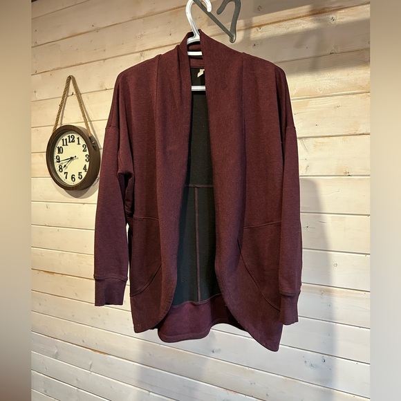 Hyba Sweaters - Hyba | Maroon Long Sleeve Open Cardigan